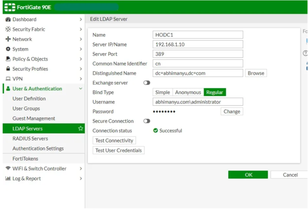 LDAP server settings