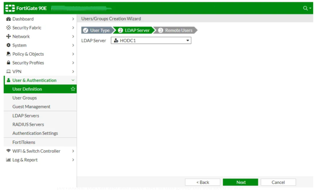 Choose LDAP server