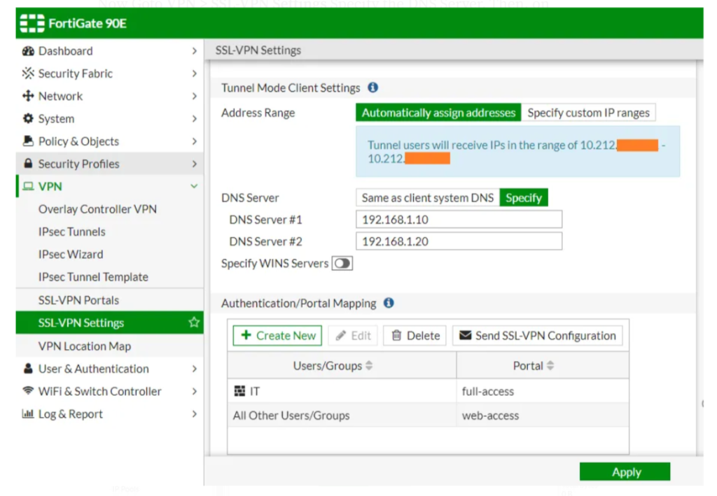 SSL-VPN settings